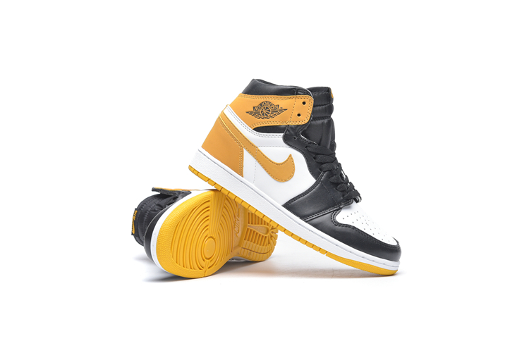 New Air Jordan 1 Sky Black White Yellow Shoes - Click Image to Close